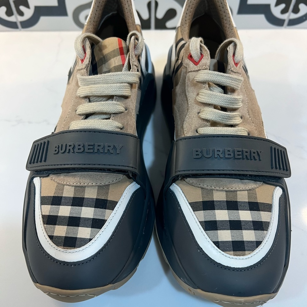 Burberry Beige Check Ramsay Sneakers, Size 42 (US 9) - Picture 3 of 6
